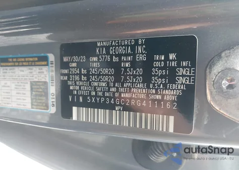 2024 Kia Telluride Ex из США, поврежденный, VIN 5XYP34GC2RG411162